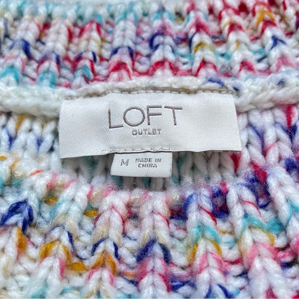 Loft Outlet Women’s Fairycore Long Sleeve Cable Sweater Size M Multicolor Pastel - Picture 2 of 8
